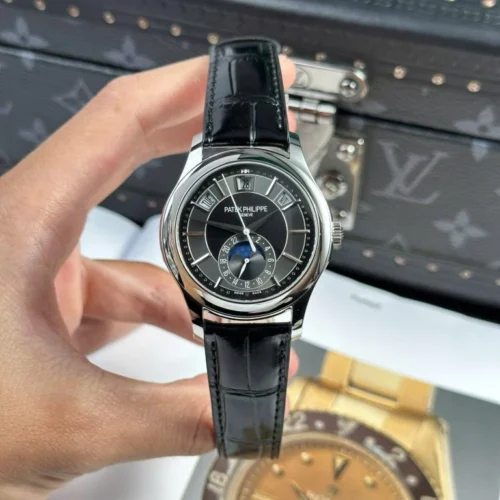 Patek Philippe Super Clone Watch Complications 5205G Gray Dial Leather Strap 40mm